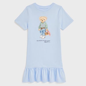 Polo Ralph Lauren Girls’ Ruffle Polo Bear Cotton-Jersey Dress