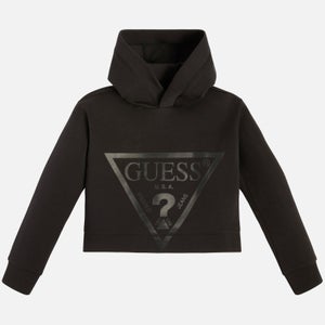 Guess Girls' Logo-Printed Cotton-Blend Hooded Sweatshirt