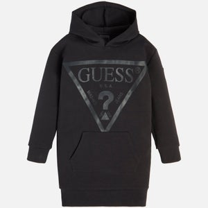 Guess Girls Hooded Long Sleeve Logo-Printed Active Jersey Dress