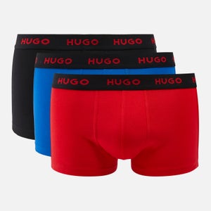 HUGO Bodywear 3-Pack Black Waistbank Cotton-Blend Trunks