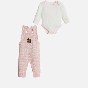 Guess Girls' Logo-Pattern Cotton-Blend Body and Romper Set