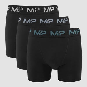 MP メンズ カラー ロゴ ボクサー（3枚組）ブラック／スモーク ブルー／ペブル ブルー／ダスク グレー