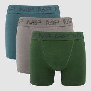 MP メンズ ボクサー（3枚組）カーボン／スモーク ブルー／ダーク グリーン