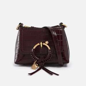 See By Chloé Mini Joan Leather-Trimmed Faux Croc-Effect Leather Bag