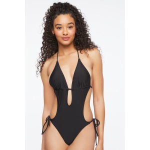 Plunging Halter One-Piece Swimsuit