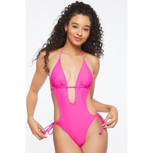 Plunging Halter One-Piece Swimsuit