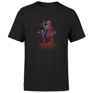 Camiseta unisex de composición de personajes de Stranger Things - Negra