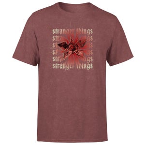 Stranger Things Unisex Demogorgon Warp T-shirt - Acid Wash Burgundy