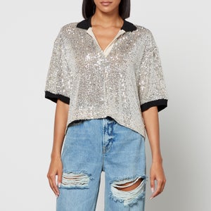 In the Mood for Love Williams Sequined Mesh Cropped Top