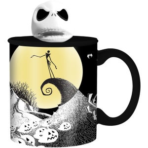 Nightmare Before Christmas Jack on Spiral Hill Ceramic Mug with Sculpted Lid