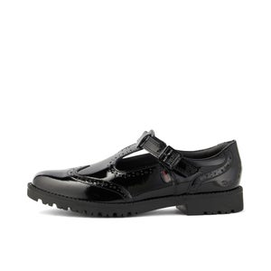 Junior Girls Lachly Brogue T-Bar Patent Leather Black