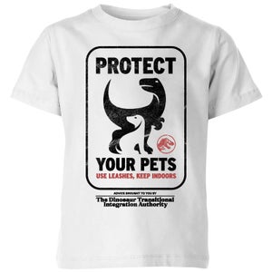 Jurassic World Protect Your Pets Kids' T-Shirt - White