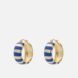 anna + nina Bold Stripe 14-Karat Gold-Plated and Enamel Hoop Earrings