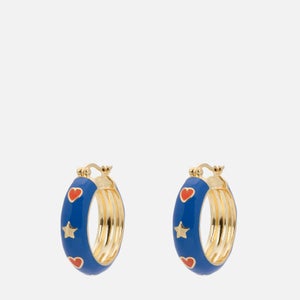 anna + nina First Love 14-Karat Gold-Plated and Enamel Hoop Earrings