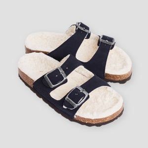 The New Society Suede and Sherpa Clog Sandals