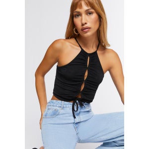 Ruched Cutout Cropped Cami