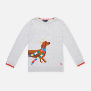 Joules Kids' Festive Cracking Dog Cotton Jumper