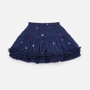 Joules Girls' Lillian Star Print Ruffle Chiffon Skirt