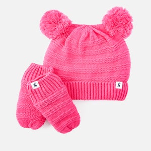 Joules Baby Pompom Knitted Hat and Gloves Set