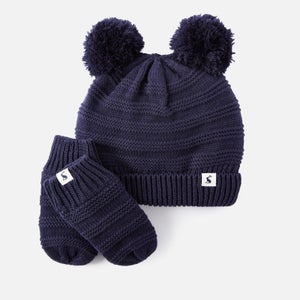 Joules Baby Pompom Knitted Hat and Gloves Set