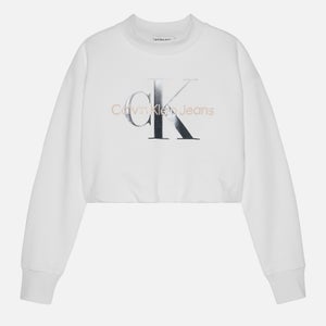 Calvin Klein Girls Cropped Logo-Print Cotton-Blend Sweatshirt