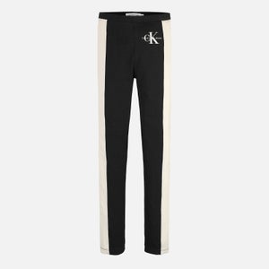 Calvin Klein Girls' Logo-Detailed Striped Cotton-Blend Leggings