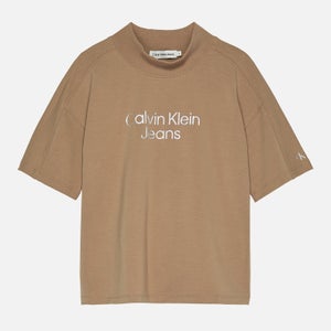 Calvin Klein Girls Logo-Print Stretch-Cotton T-Shirt