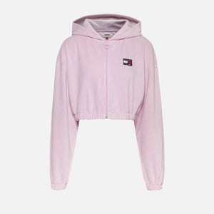 Tommy Jeans Cotton-Blend Velour Cropped Hoodie