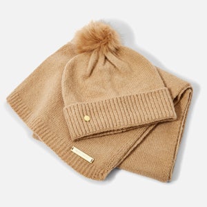 Katie Loxton Women's Boxed Fine Knitted Hat & Scarf - Caramel