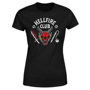 Stranger Things Hellfire Club Vintage Dames T-Shirt - Zwart