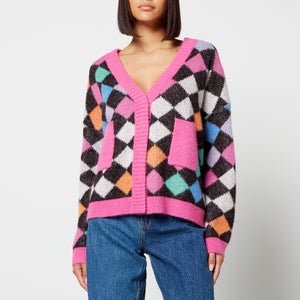 Olivia Rubin Magda Harlequin Jacquard-Knit Cardigan