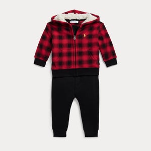 Polo Ralph Lauren Babies Hoody + Pant Set - Ombre Plaid Martin Red