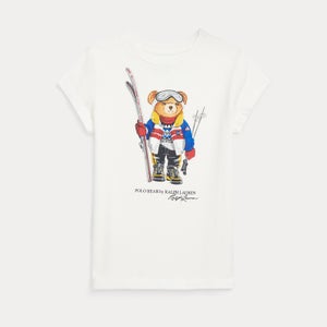 Ralph Lauren Girls' Bear Motif Cotton-Jersey T-Shirt