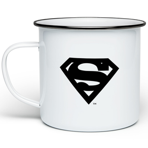 Taza esmaltada con el logotipo de Superman - Blanco