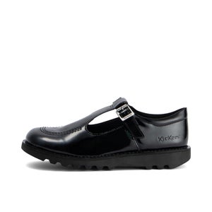 Youth Womens Kick T Bar Leather Alternative Patent Leather Black