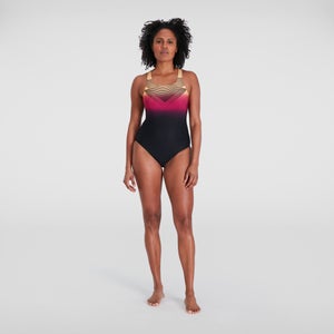 Costume da bagno Donna Digital Placement Medalist Nero/Rosso