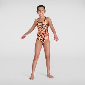 Girl's Hyper Boom Allover Medalist Swimsuit Navy/Red