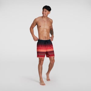 Bañador corto estampado de 41 cm para hombre, negro/rojo