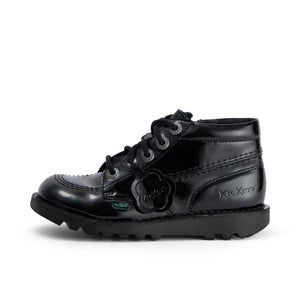 Junior Girls Kick Hi Zip Leather Alternative Patent Leather Black
