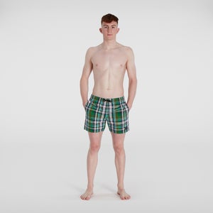 Bañador corto Check Leisure de 41 cm para hombre, verde/rosa