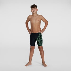 Digital Allover Schwimmhose mit V-Cut Schwarz/Grün für Jungen