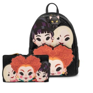 Loungefly Disney Hocus Pocus Sanderson Sisters Backpack and Wallet