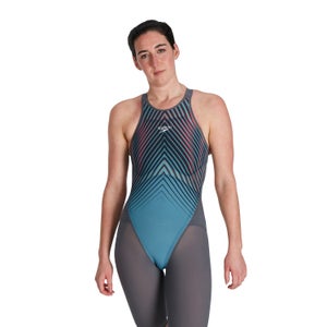 Blue Pink Speedo Hydrasuit Highneck Racing Diving Swimsuit Costume S UK 32  8