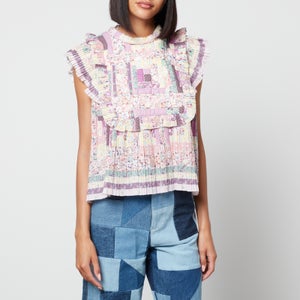 Sea New York Naya Pleated Quilted Floral-Print Voile Top