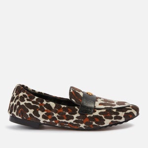 Tory Burch Leopard Print Leather and Velvet Ballet Shoes