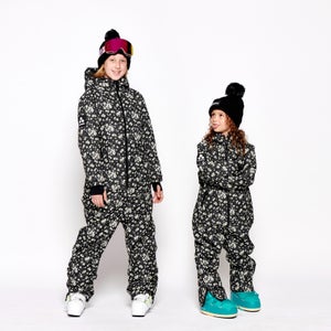 Kids Black Floral Snow Suit