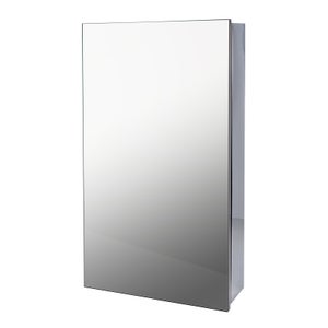 Mirrored Bathroom Cabinet, Single Door - Stainless Steel