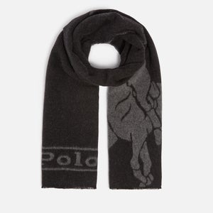 Polo Ralph Lauren Men's Wool Blend Big Polo Player Scarf - Black/Charcoal