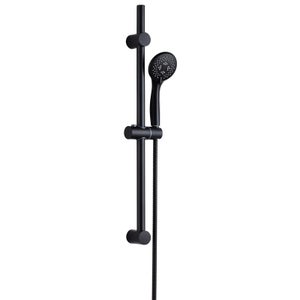 Round Shower Handset Head, Riser Rail and Hose Kit - Matt Black