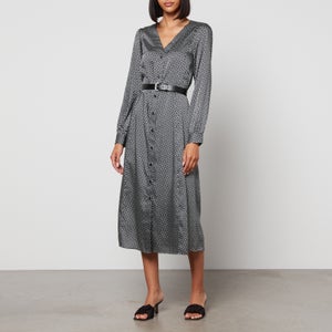 MICHAEL Michael Kors Belted Logo-Print Satin-Twill Midi Dress